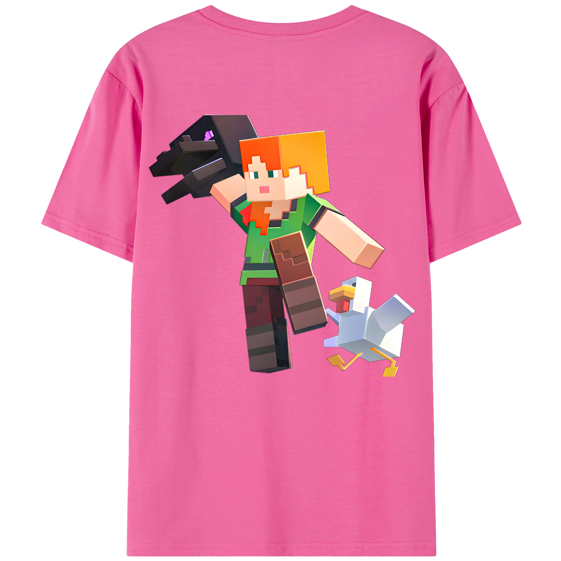 （画像用） マインクラフト ブロックの世界 Minecraft MC Block world レディース半袖Tシャツ(バックプリント)